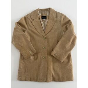 Terry Lewis Vintage Leather‎ Paisley Embossed Jacket Mens Tan Beige Large Blazer